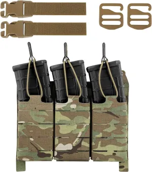 PETAC GEAR Tactical Triple 556 Magazine Pouch with Kydex Insert,KTAR AR Front Flap Magazine Pouch Laser Cut MOLLE Mag Carrier