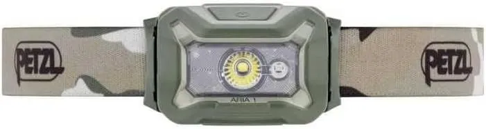 PETZL ARIA 1 RGB, Compact, Durable, Waterproof headlamp with White, red, Green and Blue Modes, 350 lumens, Camo