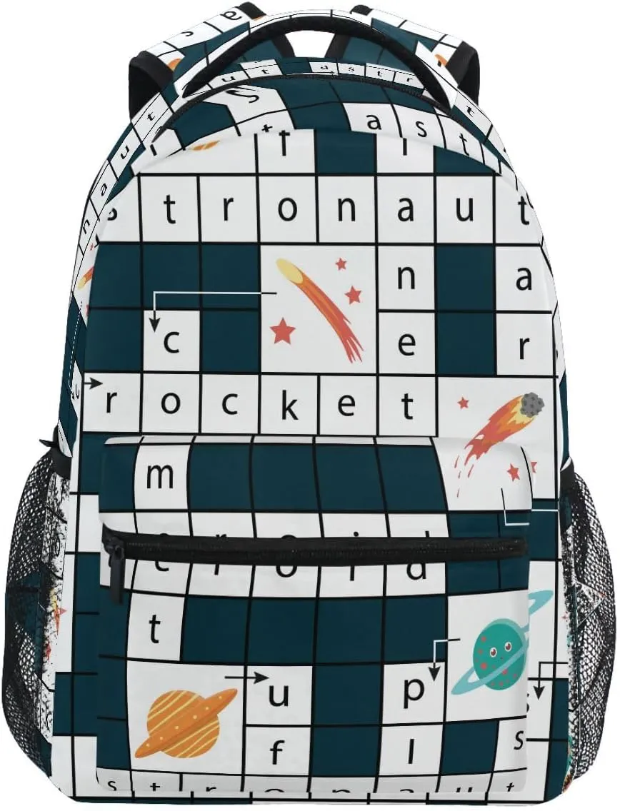 Pfrewn Kids Planet Star Astronaut Backpacks for Boys Girls Backpack 16" Comet Rocket Asteroid Lightweight Students School Bag