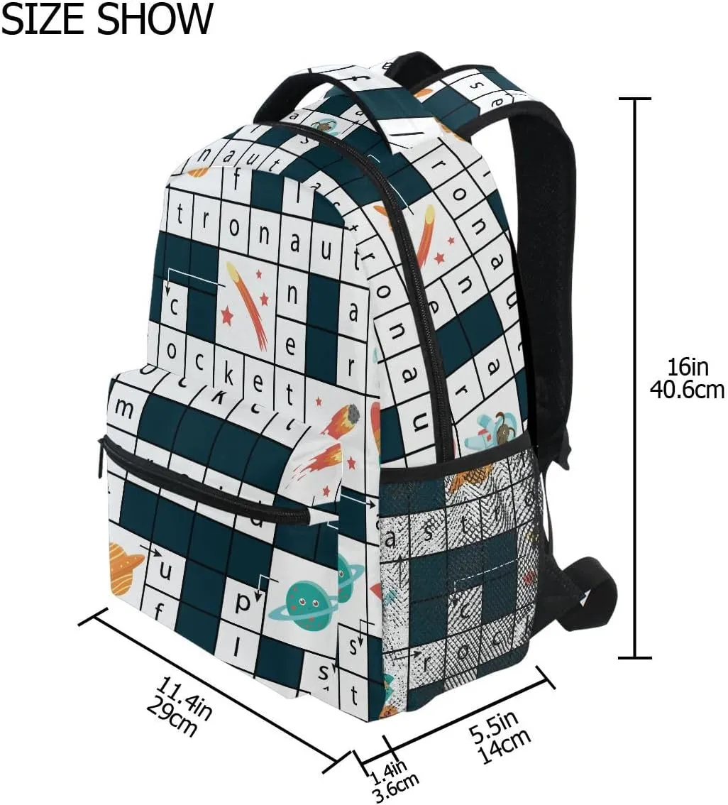 Pfrewn Kids Planet Star Astronaut Backpacks for Boys Girls Backpack 16" Comet Rocket Asteroid Lightweight Students School Bag