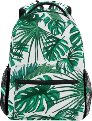 Pfrewn Wamika Tropical Leaves Backpacks for Kids Women Men, Palm Tree Green Computer Laptop Backpack, Casual Book Bag Travel Sports Camping Daypack