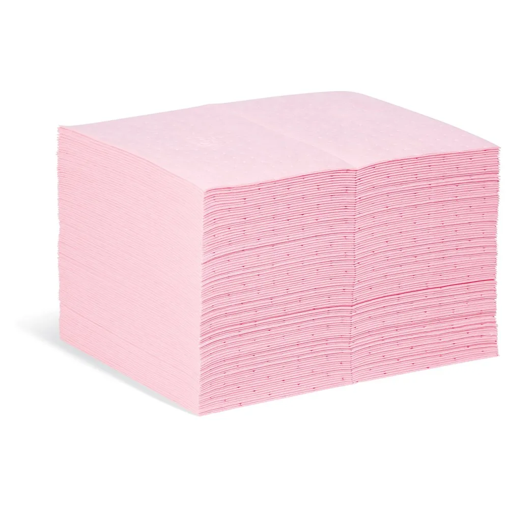 PIG Hazmat Chemical Absorbent Mat Pads - 100 Pads per Bag - 15" W x 20" L - Absorbs up to 28 oz. per Pad - MAT301
