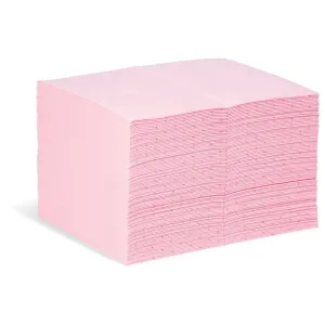 PIG Hazmat Chemical Absorbent Mat Pads - 100 Pads per Bag - 15" W x 20" L - Absorbs up to 28 oz. per Pad - MAT301