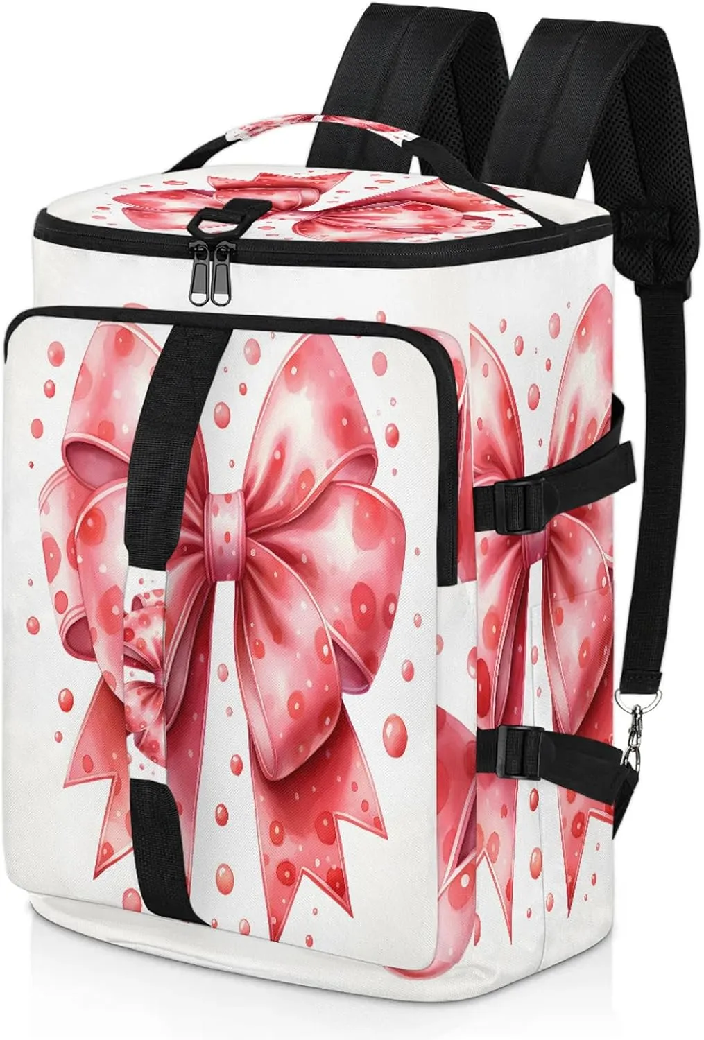 Pink Cute Bow Tie Gym Bags for Men Women Sports Backpack with Shoe Compartment 3-in-1 Tactical Duffle Bag for Overnight Weekender Travel