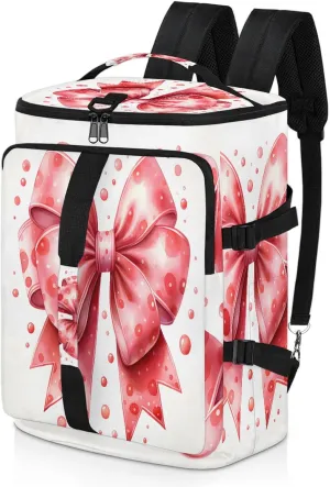Pink Cute Bow Tie Gym Bags for Men Women Sports Backpack with Shoe Compartment 3-in-1 Tactical Duffle Bag for Overnight Weekender Travel