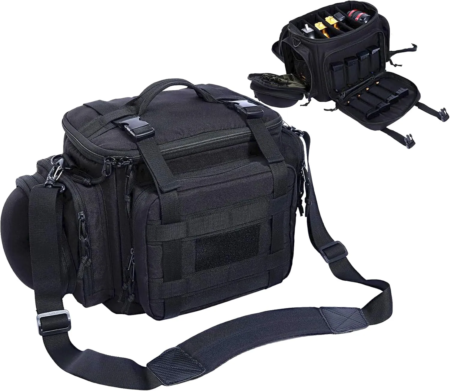 Pistol Bag Tactical Gun Range Bag Deluxe Pistol Shooting Range Duffle Bags with 16 Magazine slots for 4 Pistols