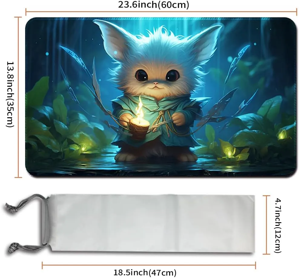 Playmat Board Game MTG Duel Playmat Trading Card 23.6 x 13.8in Game Mat Stitching Edges Compatible for TCG CCG RPG OCG with Card Zones   Including Storage Bags (Cute Monster,No Zone)