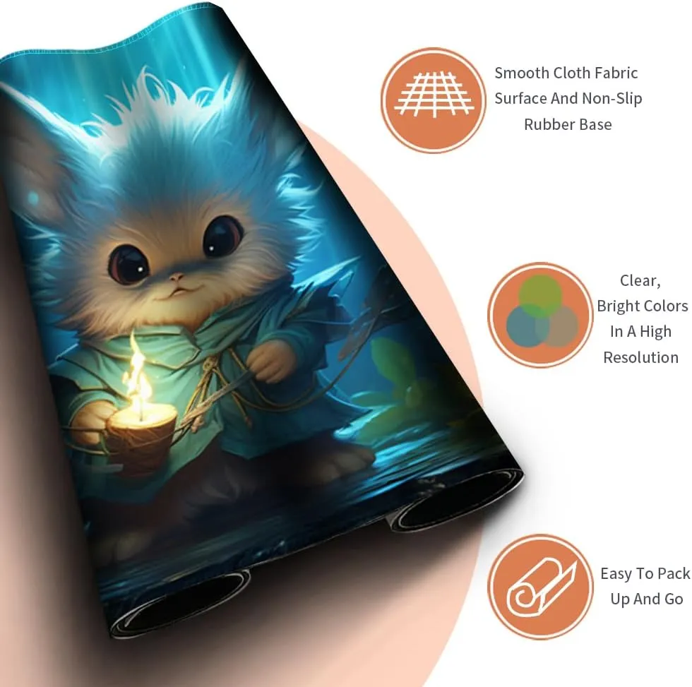 Playmat Board Game MTG Duel Playmat Trading Card 23.6 x 13.8in Game Mat Stitching Edges Compatible for TCG CCG RPG OCG with Card Zones   Including Storage Bags (Cute Monster,No Zone)