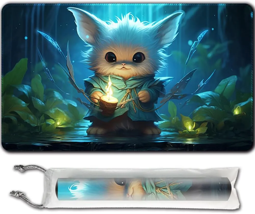 Playmat Board Game MTG Duel Playmat Trading Card 23.6 x 13.8in Game Mat Stitching Edges Compatible for TCG CCG RPG OCG with Card Zones   Including Storage Bags (Cute Monster,No Zone)