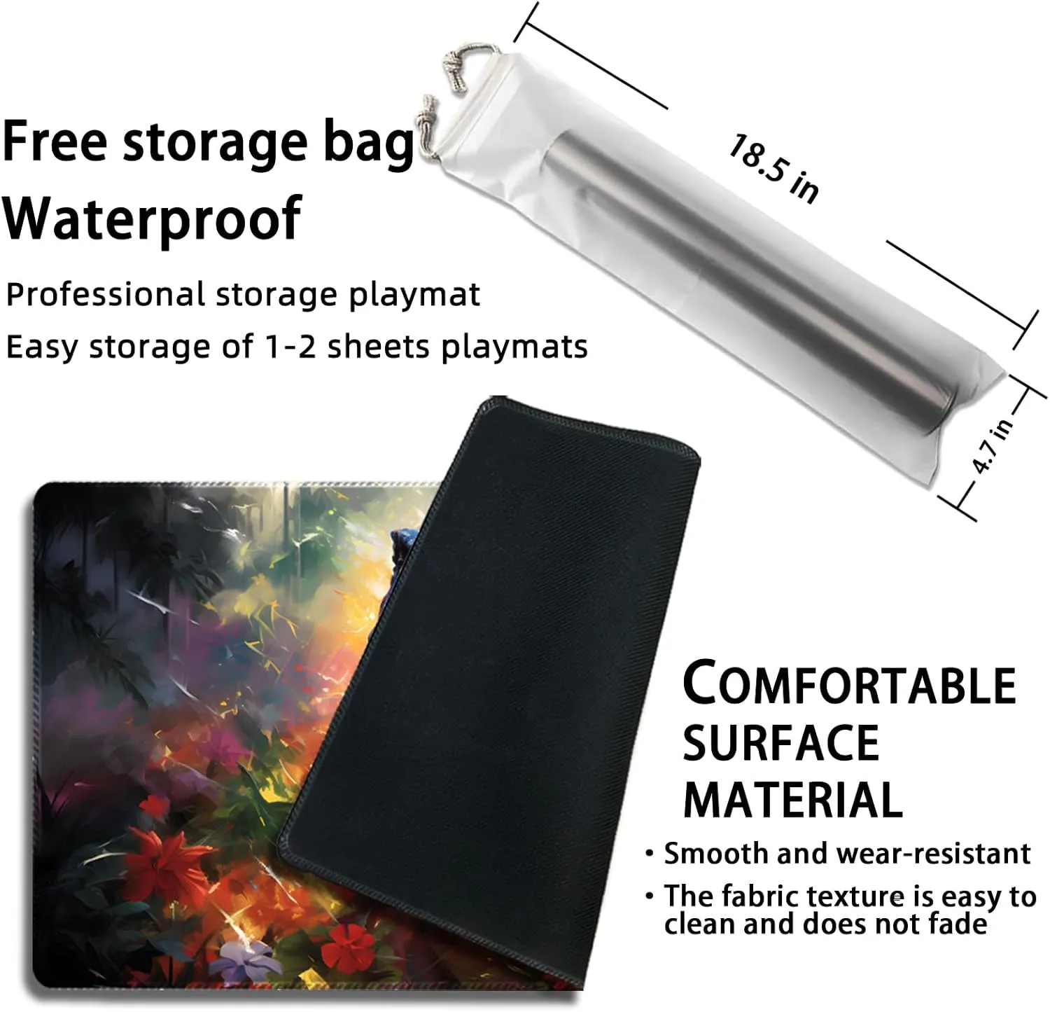 Playmat for MTG, with Free Storage Bags,Game Mat 24 x 14 inches, TCG and Board Game Mat for Cards,Mousepad Desk Mats (Dinosaur 5-Regular)