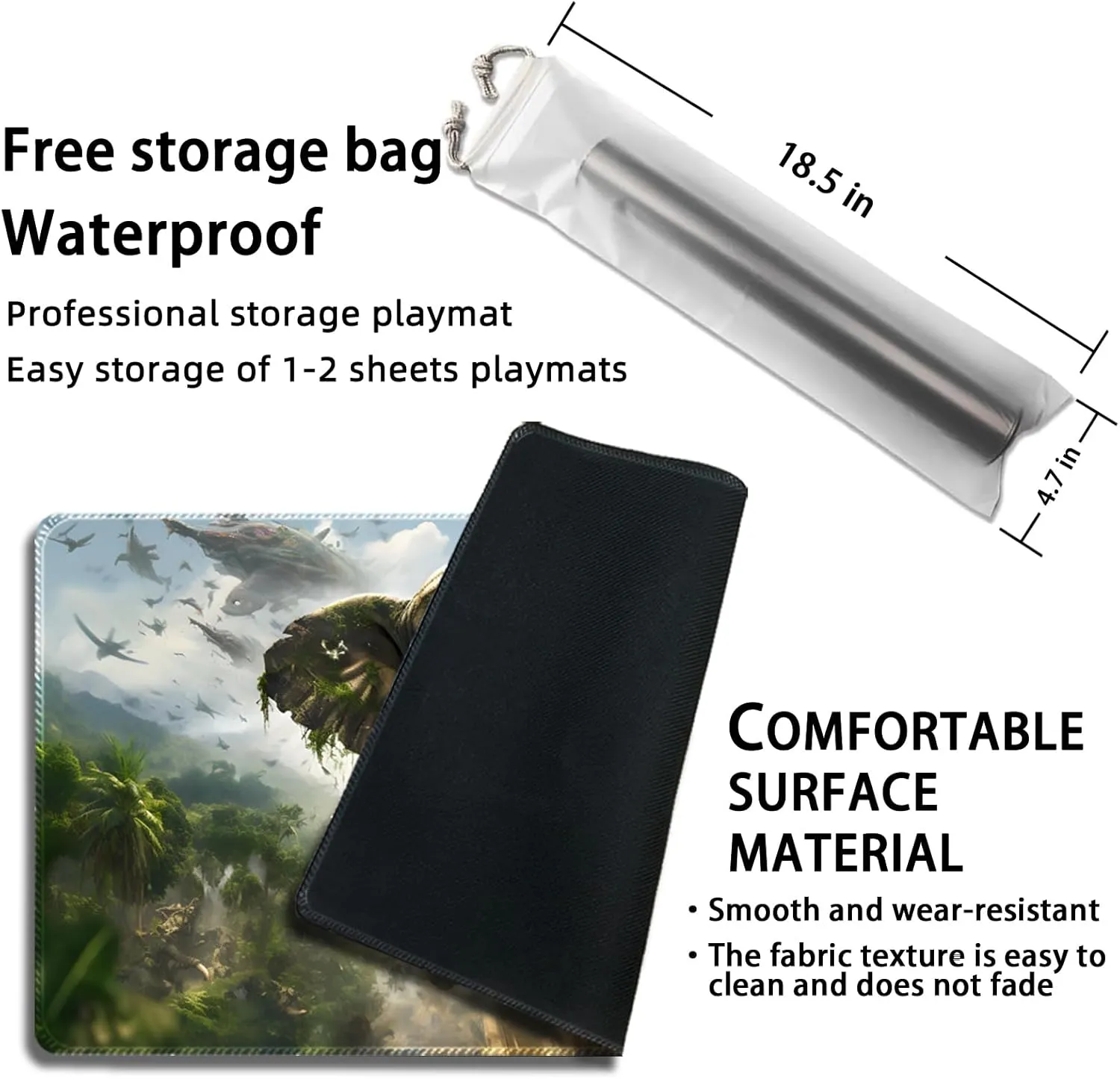 Playmat for MTG, with Free Storage Bags,Game Mat 24 x 14 inches, TCG and Board Game Mat for Cards,Mousepad Desk Mats (Elephant-Regular)