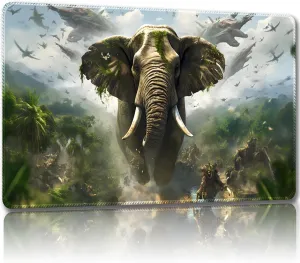 Playmat for MTG, with Free Storage Bags,Game Mat 24 x 14 inches, TCG and Board Game Mat for Cards,Mousepad Desk Mats (Elephant-Regular)