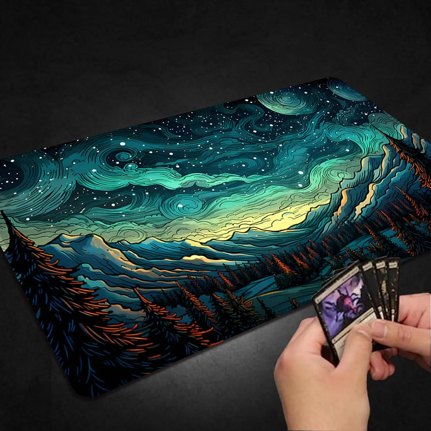Playmat for MTG, with Free Storage Bags,Game Mat 24 x 14 inches, TCG and Board Game Mat for Cards,Mousepad Desk Mats (Regular,Magic Mat 1)