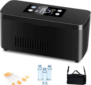 Portable Fridge,Insulin Cooler Travel Case,USB Drug Reefer Car Refrigerator,10200mAH Batteries,with Shoulder Bag,for Insulin and Other Medication,2Battery