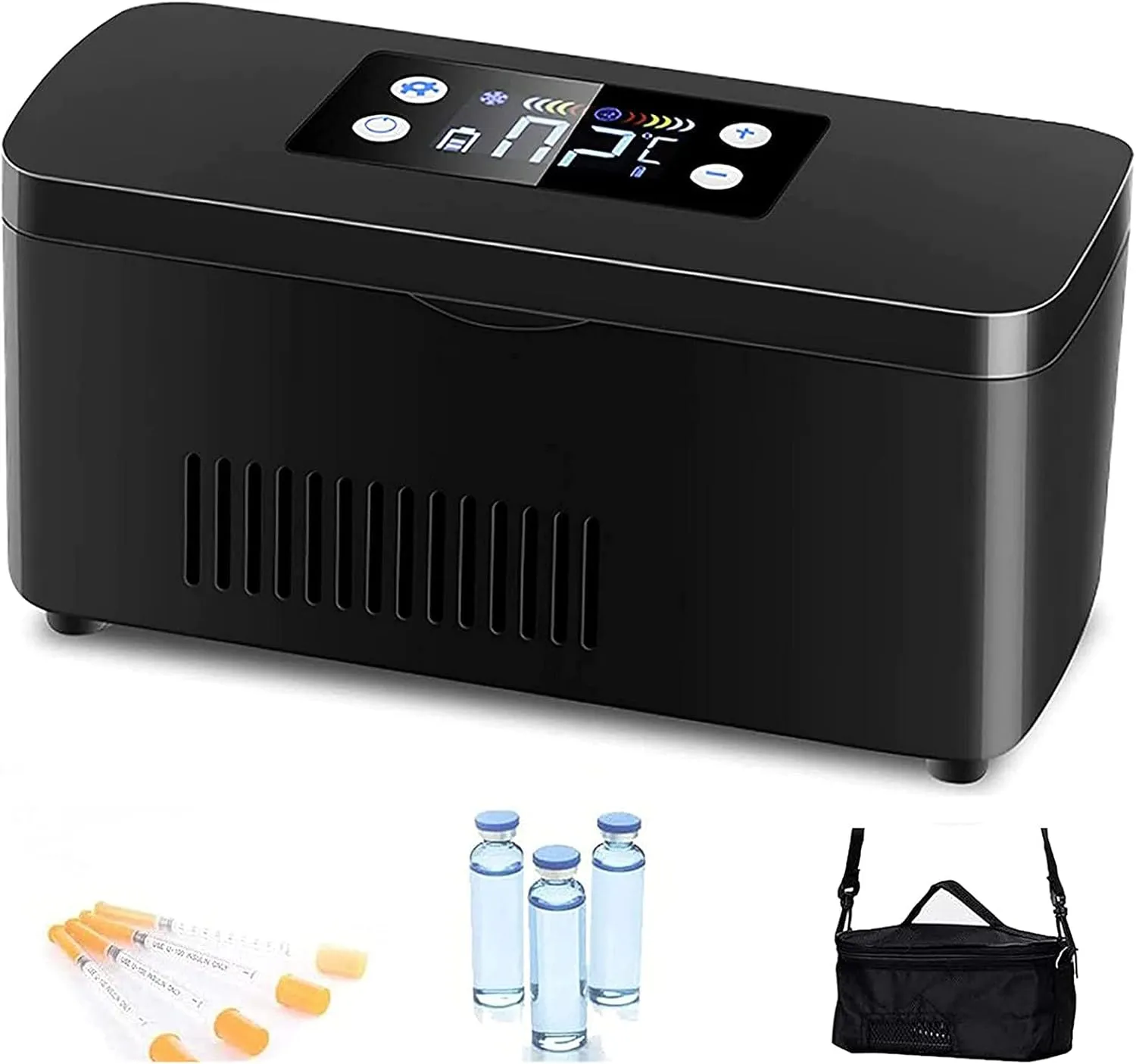 Portable Fridge,Insulin Cooler Travel Case,USB Drug Reefer Car Refrigerator,10200mAH Batteries,with Shoulder Bag,for Insulin and Other Medication,2Battery