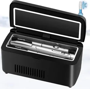 Portable Insulin Cooler,Drug Insulin Refrigerator,with LED Display 10200mAh Battery,0~18℃ Adjustable Temperature,High Capacity,with Crossbody Bag,1Battery