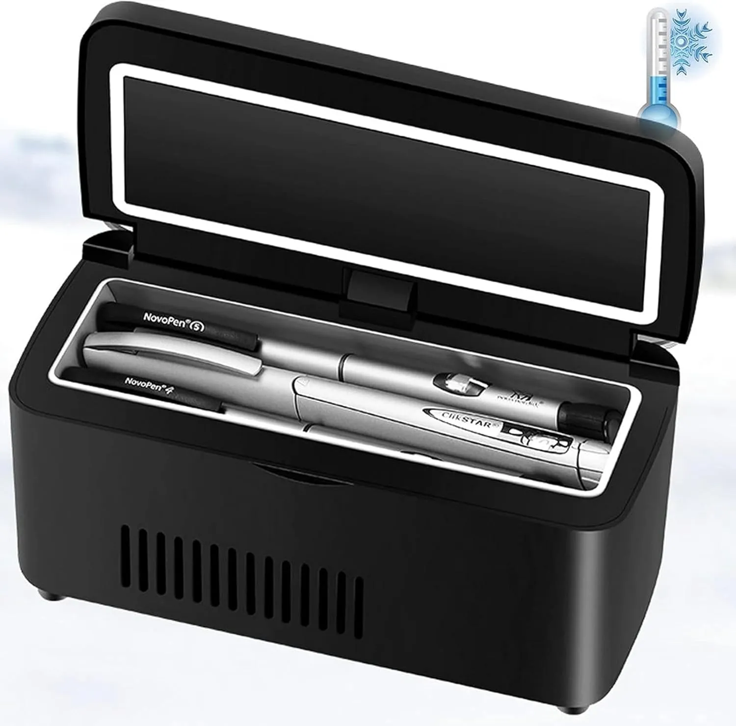 Portable Insulin Cooler,Drug Insulin Refrigerator,with LED Display 10200mAh Battery,0~18℃ Adjustable Temperature,High Capacity,with Crossbody Bag,1Battery