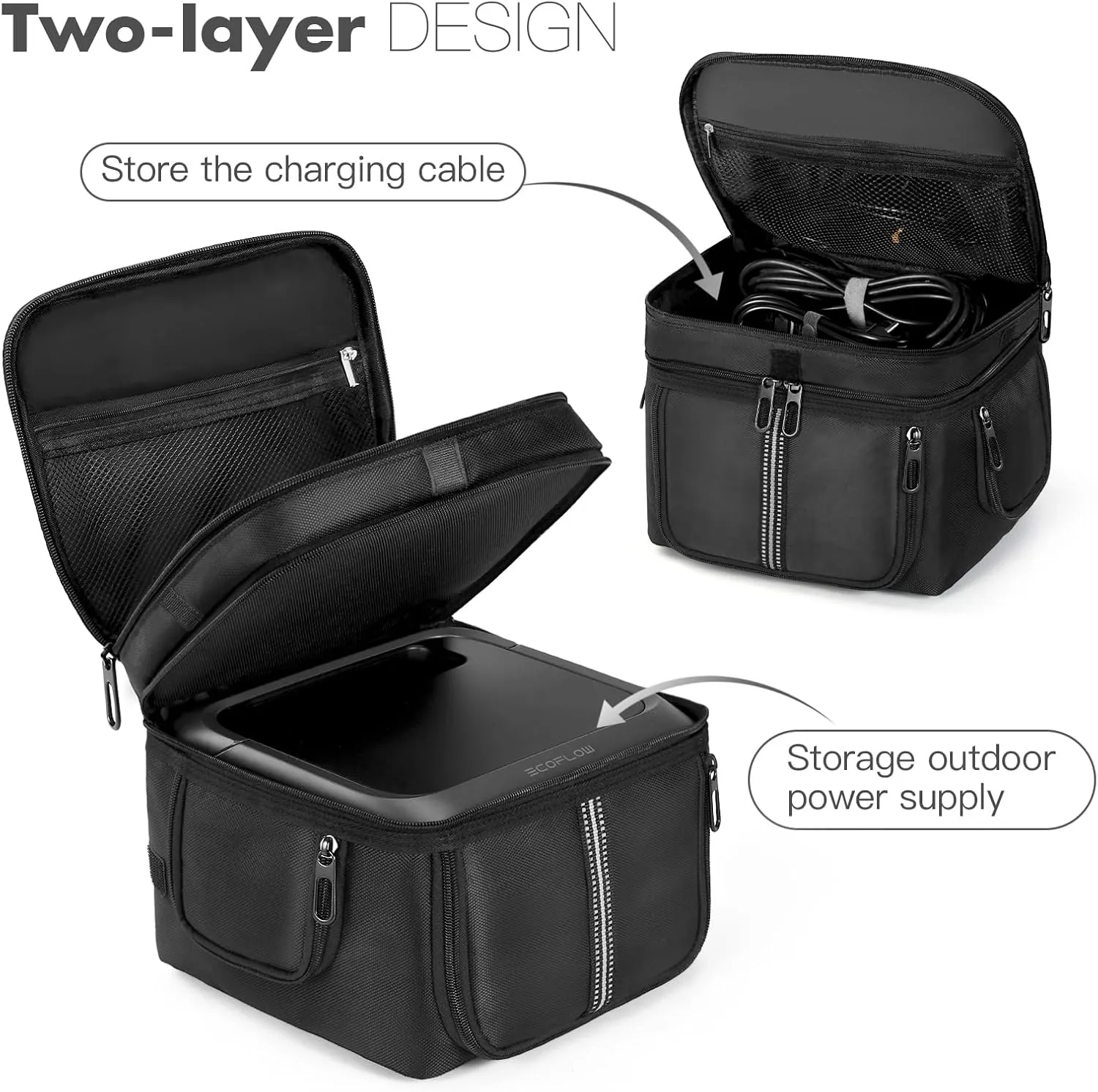 Portable Power Station Carrying Case Bag Compatible with RIVER 3 Plus Power Station Generator Protective Shoulder Storage Bag Cover with Pocket for Outdoor Travel Camping Charging Accessories