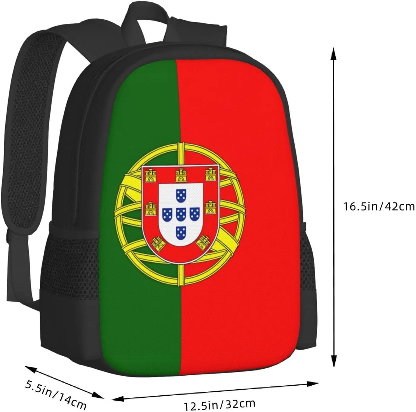 Portugal Portuguese Flag Travel Backpack Casual Backpacks 15 Inch Laptop Back Pack Lightweight Rucksack Outdoor Sport Daypack Large Bags for Working Camping Hiking