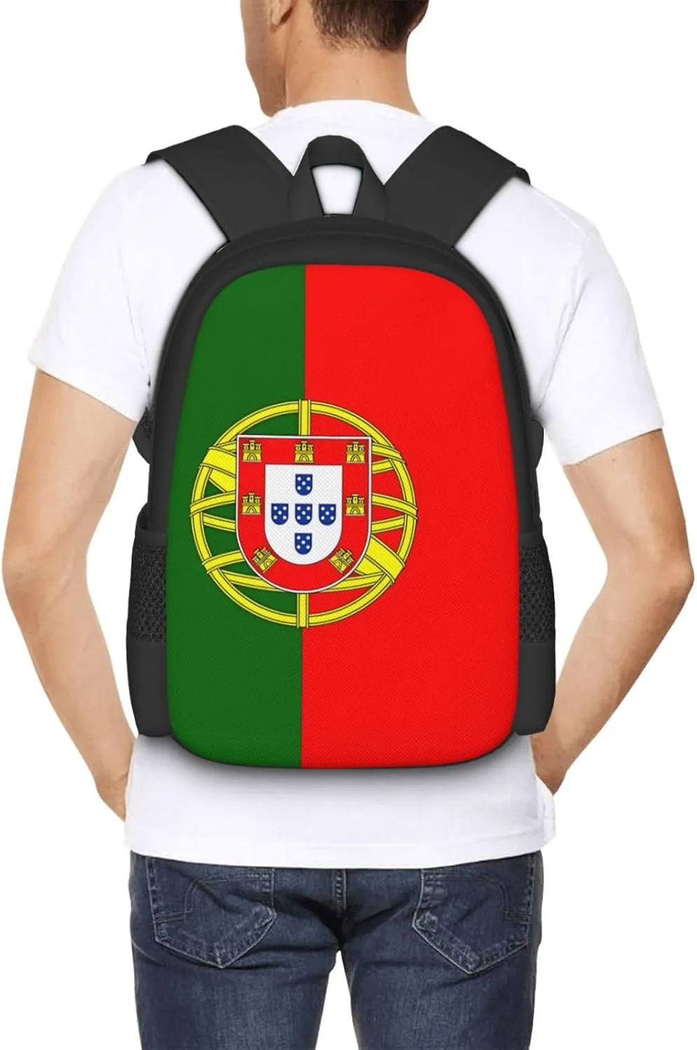 Portugal Portuguese Flag Travel Backpack Casual Backpacks 15 Inch Laptop Back Pack Lightweight Rucksack Outdoor Sport Daypack Large Bags for Working Camping Hiking