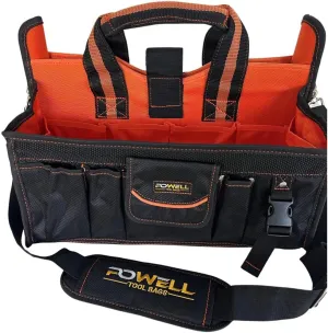 Powell Highly Durable Tool Bag Organizer - Heavy-Duty Polyester Built for Hand Tools & Accessories with 18 Pockets for Maximum Storage | Tool Bag Organizer | Orange/Black