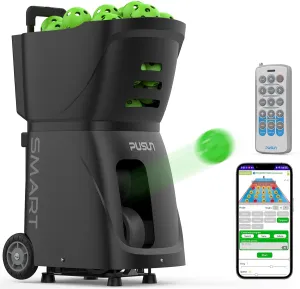 PP-Smart-【Smart Pickleball Machine】 80  Ball Capacity | 4-6 Hours Battery Life | Speed 20-120km/h | 20 Landing Points | 12 Fixed Modes | APP Control | Ideal for Training/Teaching/Matches
