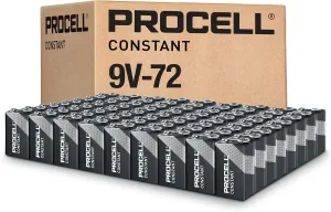 PROCELL Constant 9V Long-Lasting Alkaline Batteries (72 Pack), 5-Year Shelf Life, Bulk Value Pack for Consistent Moderate Drain Professional Devices