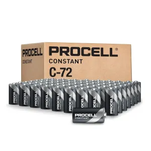 PROCELL Constant C Cell Long-Lasting Alkaline Batteries (72 Pack), 10-Year Shelf Life, Bulk Value Pack for Consistent Moderate Drain Professional Devices