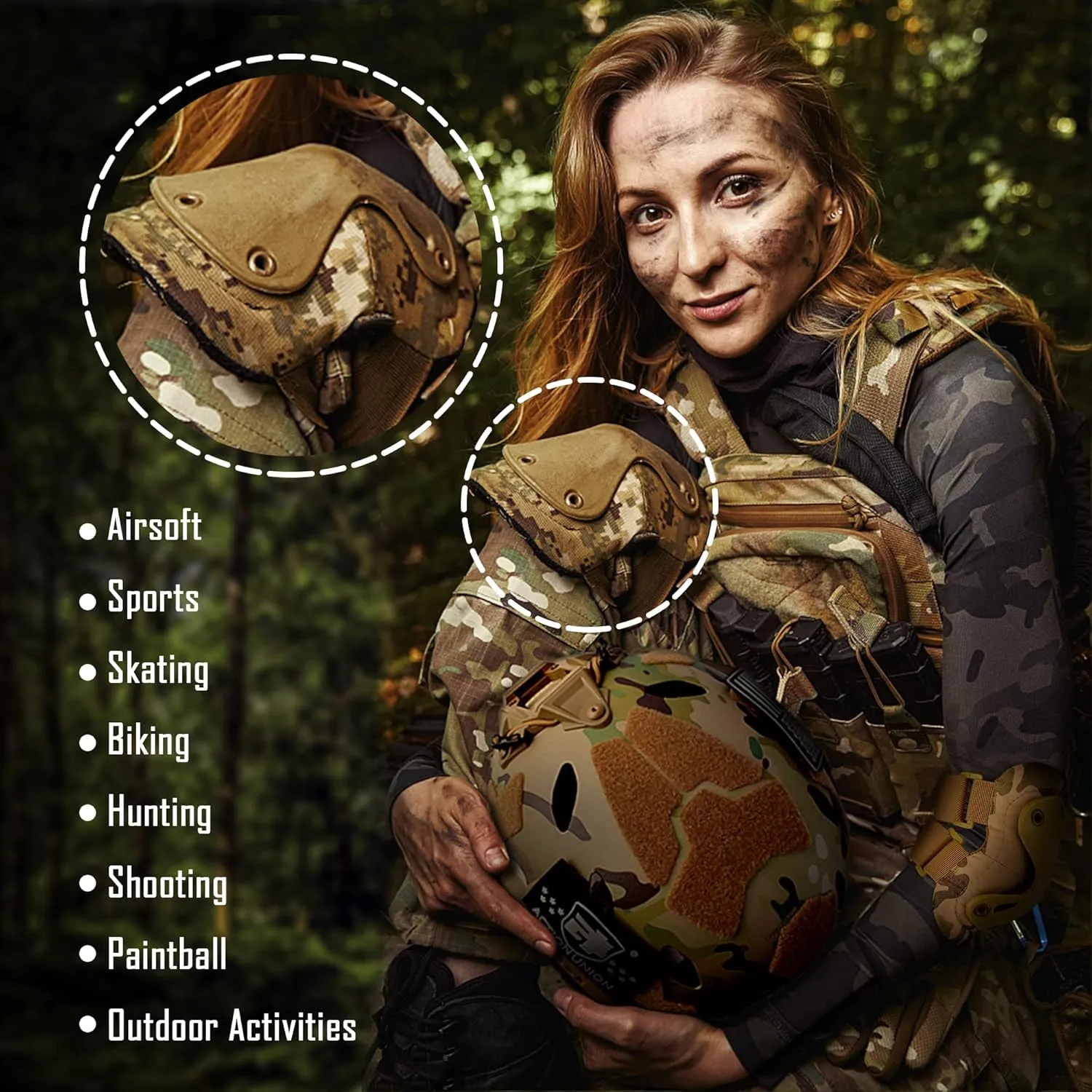 Professional Tactical Combat Knee and Elbow Protective Pads Sets Advanced Tactical Gear Set for Airsoft Paintball Hunting Army Skate Outdoor Sports (OD)