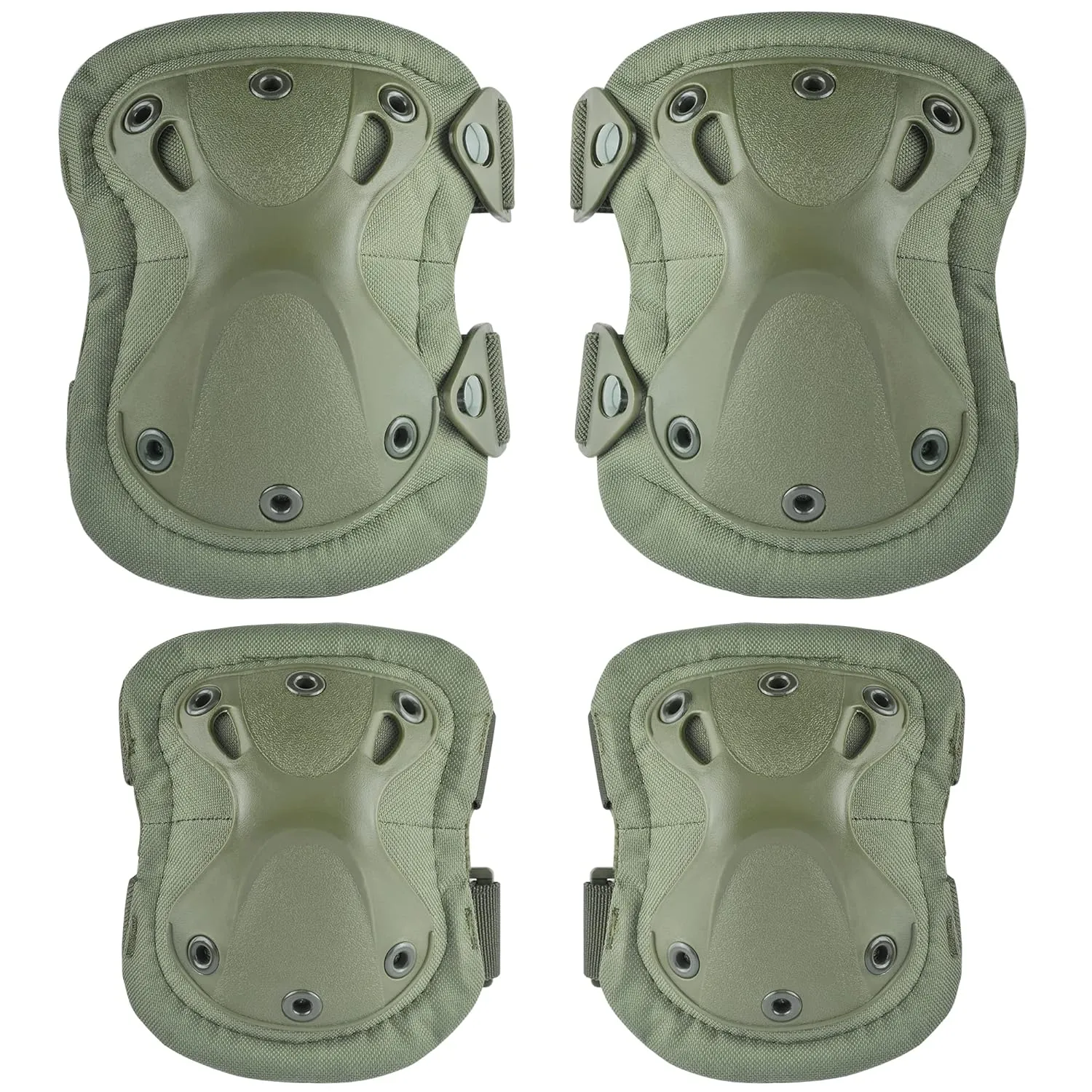 Professional Tactical Combat Knee and Elbow Protective Pads Sets Advanced Tactical Gear Set for Airsoft Paintball Hunting Army Skate Outdoor Sports (OD)