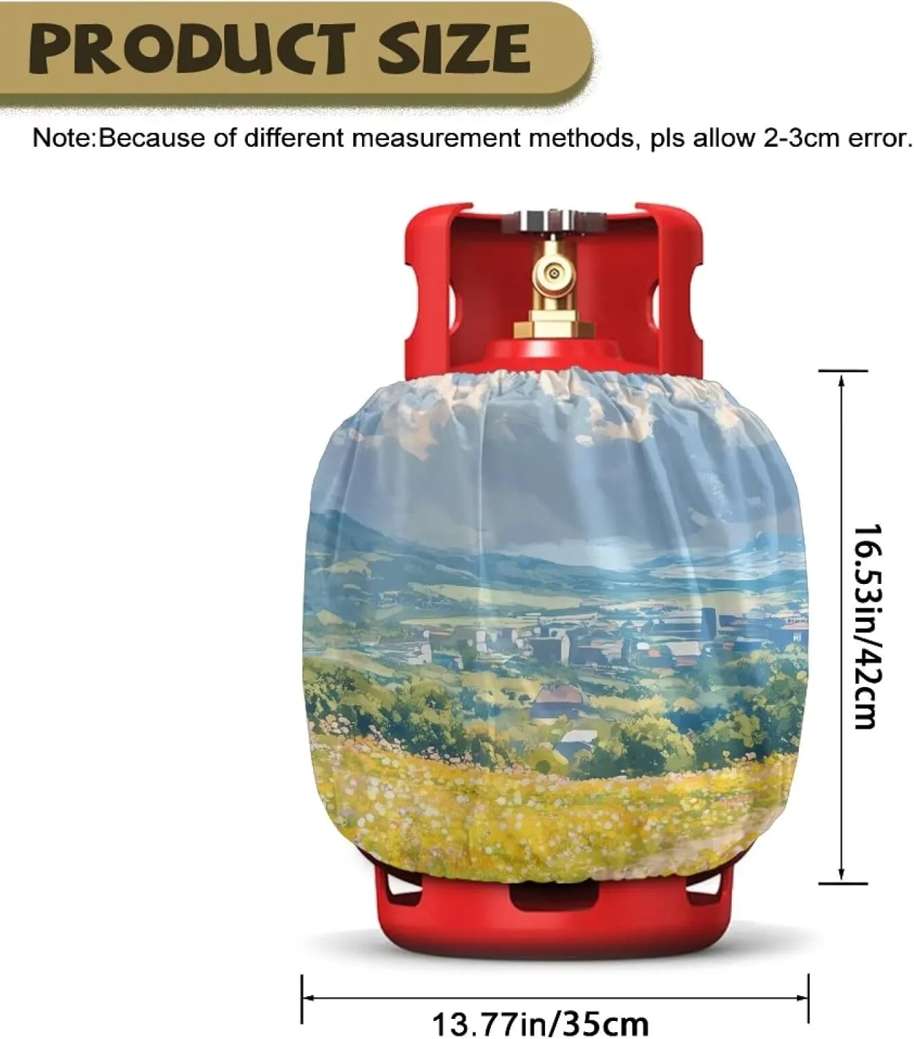 Propane Tank Cover 20 lb Rural Scenery Cylinder Cover Dustproof Gas Cylinder Protector for Outdoor Grill Accessories 16.6"x13.7", Countryside