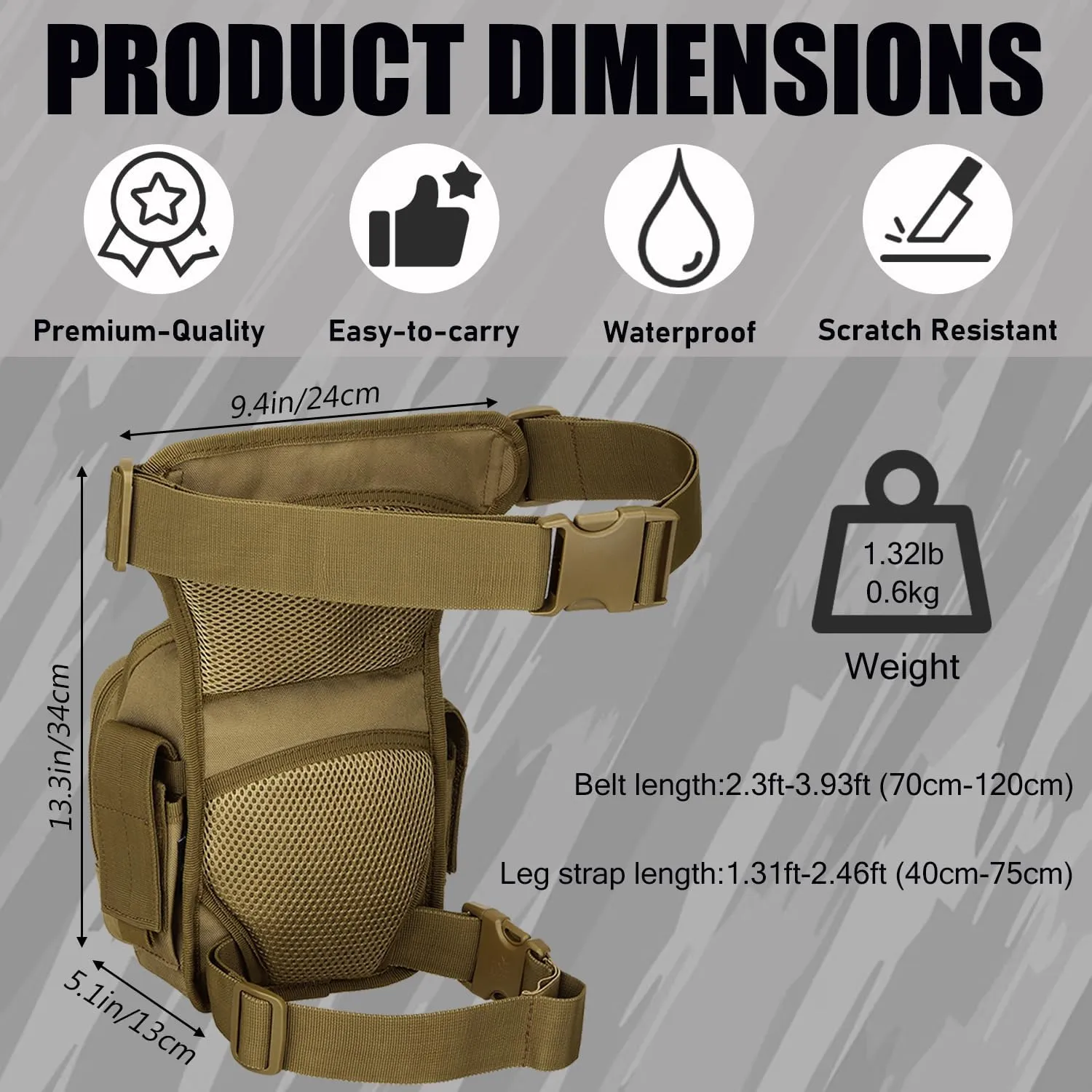 Protector Plus Tactical Drop Leg Bag Military Tool Gear Fanny Thigh Pack Utility Airsoft Motorcycle Cycling Waist Gear Pouch (Patch Included)