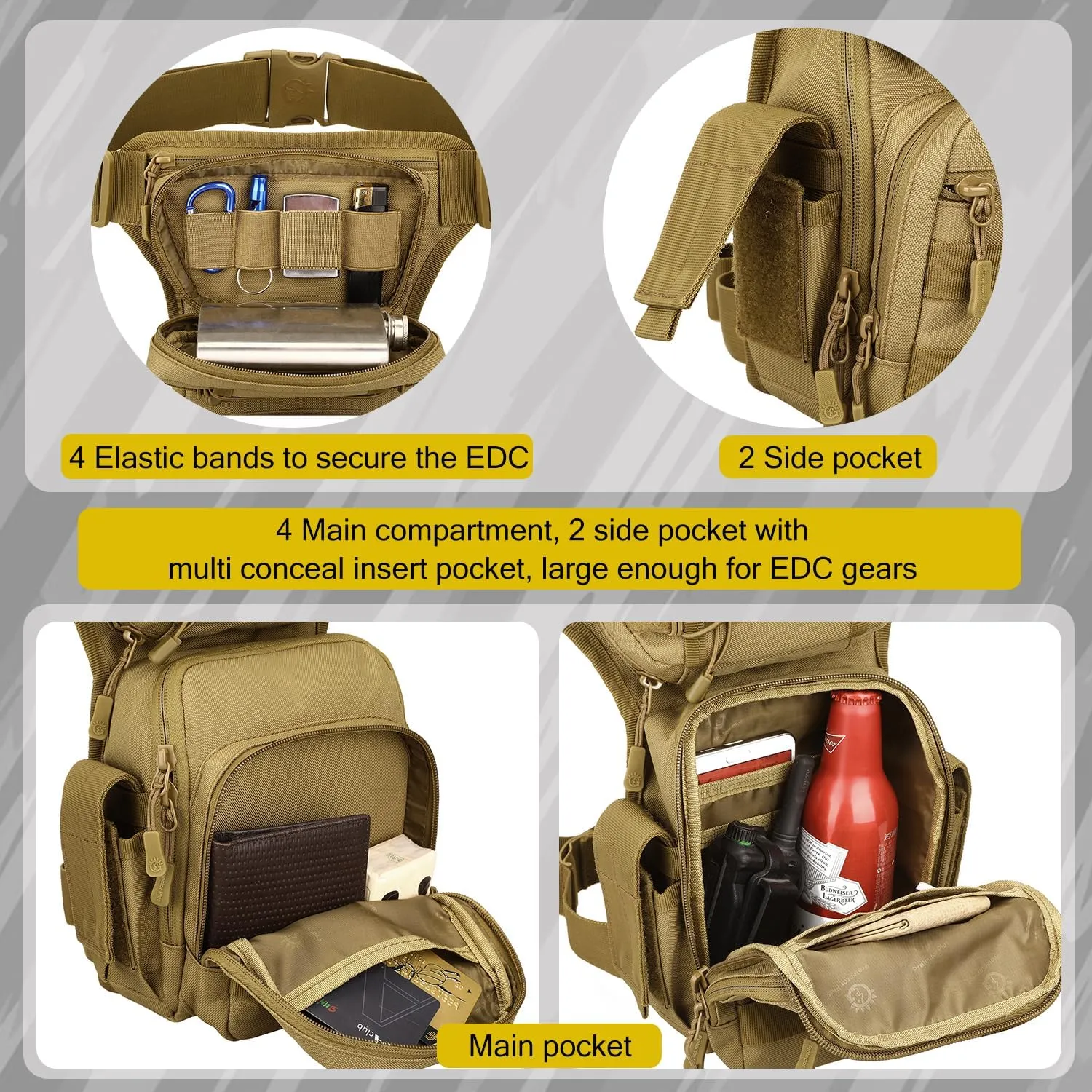 Protector Plus Tactical Drop Leg Bag Military Tool Gear Fanny Thigh Pack Utility Airsoft Motorcycle Cycling Waist Gear Pouch (Patch Included)