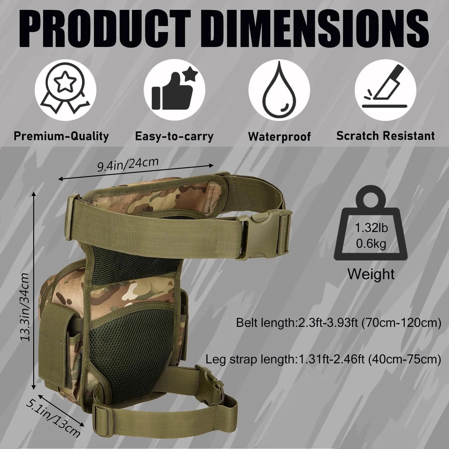 Protector Plus Tactical Drop Leg Bag Military Tool Gear Fanny Thigh Pack Utility Airsoft Motorcycle Cycling Waist Gear Pouch (Patch Included)