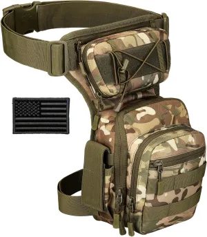 Protector Plus Tactical Drop Leg Bag Military Tool Gear Fanny Thigh Pack Utility Airsoft Motorcycle Cycling Waist Gear Pouch (Patch Included)