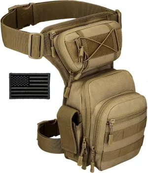 Protector Plus Tactical Drop Leg Bag Military Tool Gear Fanny Thigh Pack Utility Airsoft Motorcycle Cycling Waist Gear Pouch (Patch Included)