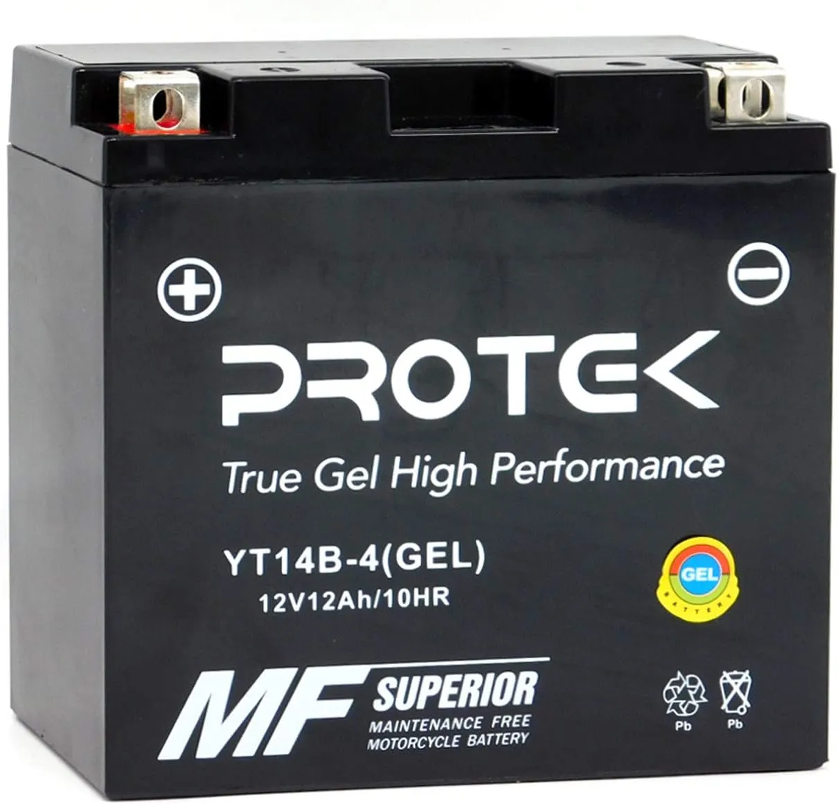 Protek YT14B YT14B-BS 12V 12Ah Sealed AGM Gel Type Battery Maintenance Free Factory Activated For 2010-2013 Hyosung ST7, 2009-2013 Hyosung GV650, 2006-2014 Yamaha Roadliner Stratoliner 1854