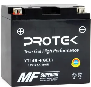 Protek YT14B YT14B-BS 12V 12Ah Sealed AGM Gel Type Battery Maintenance Free Factory Activated For 2010-2013 Hyosung ST7, 2009-2013 Hyosung GV650, 2006-2014 Yamaha Roadliner Stratoliner 1854