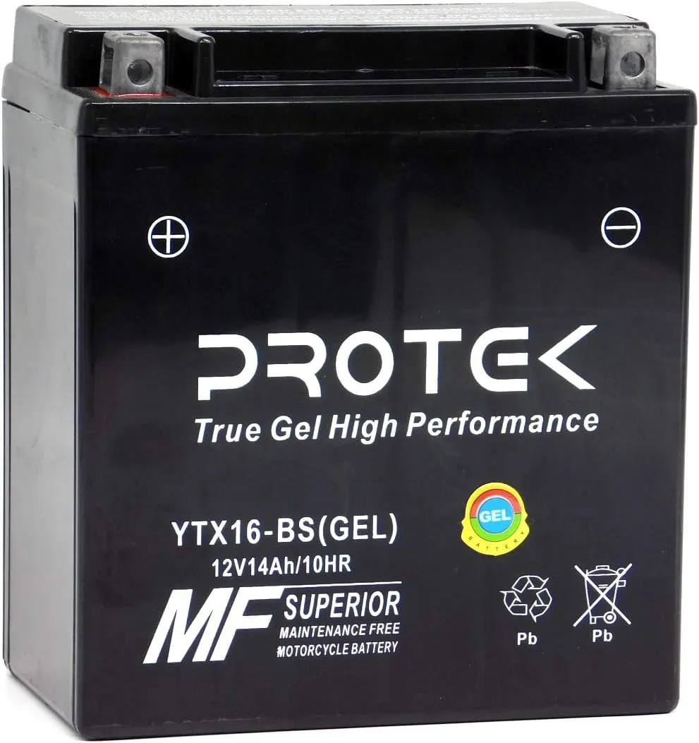 Protek YTX16-BS YTX16-BS-1 YTX20CH-BS YTX20CH 12V 14Ah Sealed AGM Gel Type Battery For 2011-2016 Triumph Tiger 800, 2000-2003 Suzuki LTA500F Quad Master Vinson Manual 4WD LTA750 King Quad