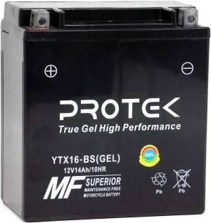 Protek YTX16-BS YTX16-BS-1 YTX20CH-BS YTX20CH 12V 14Ah Sealed AGM Gel Type Battery For 2011-2016 Triumph Tiger 800, 2000-2003 Suzuki LTA500F Quad Master Vinson Manual 4WD LTA750 King Quad