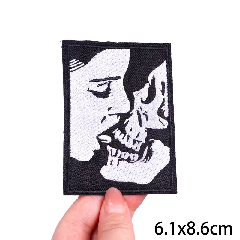 Punk Skull Patch Iron On Embroidered Patches For Clothing