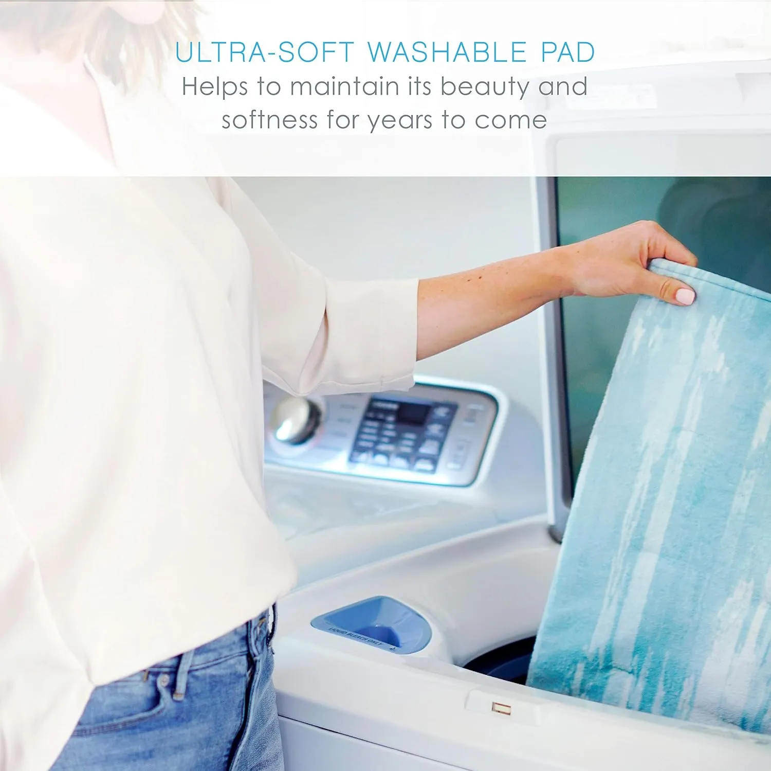 Pure Enrichment PureRelief Luxe Micromink Electric Heating Pad (12”x24”), 6 InstaHeat Settings, Ultra-Soft, Machine-Washable, Auto Shut-Off - for Temporary Pain Relief (Aqua Paint Designer Print)