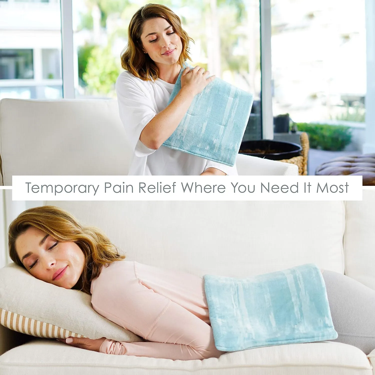 Pure Enrichment PureRelief Luxe Micromink Electric Heating Pad (12”x24”), 6 InstaHeat Settings, Ultra-Soft, Machine-Washable, Auto Shut-Off - for Temporary Pain Relief (Aqua Paint Designer Print)