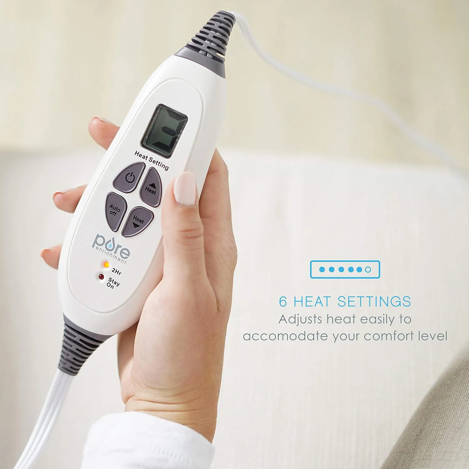 Pure Enrichment PureRelief Luxe Micromink Electric Heating Pad (12”x24”), 6 InstaHeat Settings, Ultra-Soft, Machine-Washable, Auto Shut-Off - for Temporary Pain Relief (Aqua Paint Designer Print)