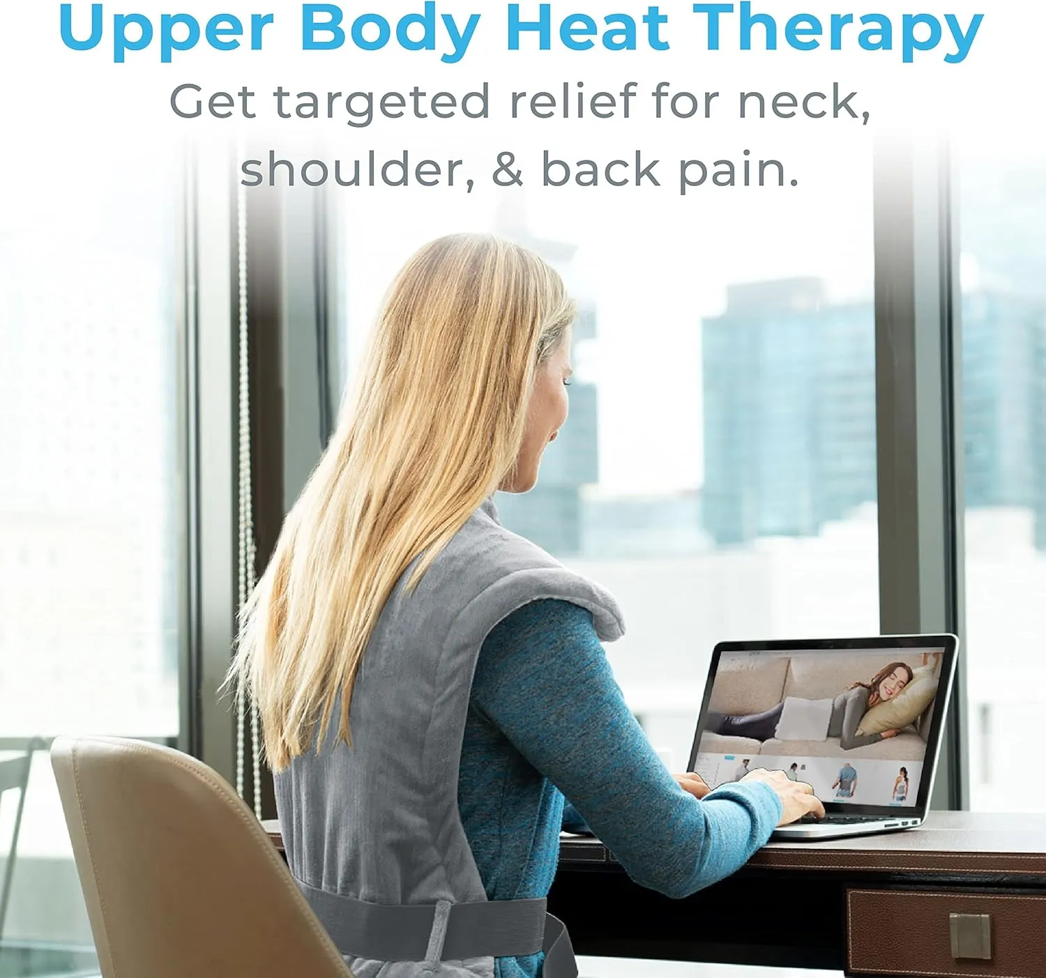 Pure Enrichment PureRelief XL Extra-Long Back & Neck Heating Pad, Safe Heat Therapy for Sore Muscles, Pain, & Cramps in Neck, Back, & Shoulders, 4 Heat Settings w/Auto Shut-Off, Soft Fabric (Gray)