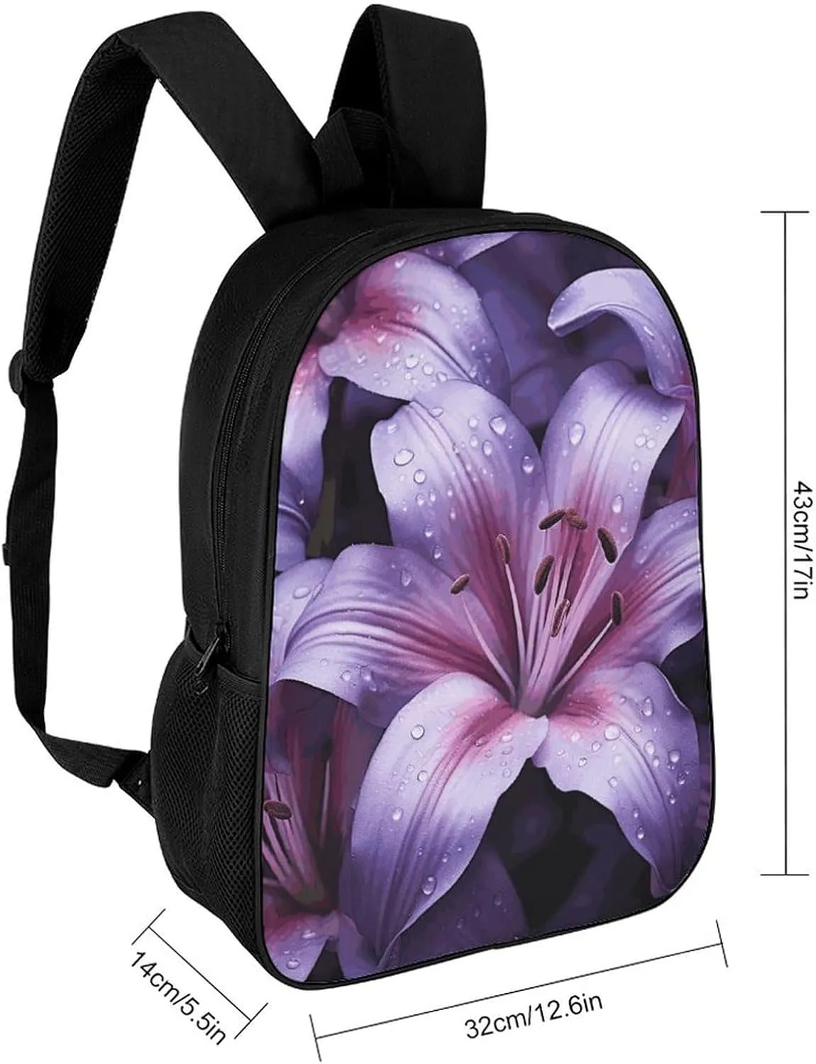 Purple Lily Flowers Lightweight Backpack Casual Carry On Laptop Backpack,Hiking Bag for Camping Sports Work