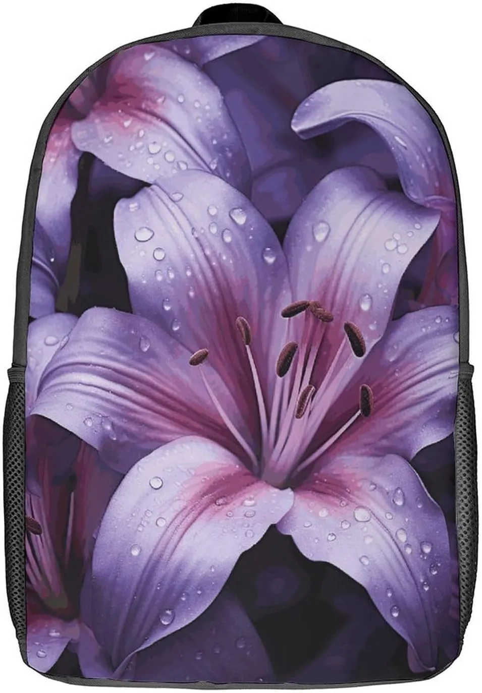 Purple Lily Flowers Lightweight Backpack Casual Carry On Laptop Backpack,Hiking Bag for Camping Sports Work