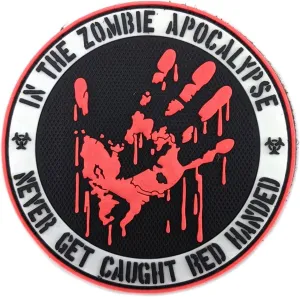 PVC Morale Patch - Zombie Red Handed 3 inch (3D) Glow in The Dark, BLACK, RED, WHITE