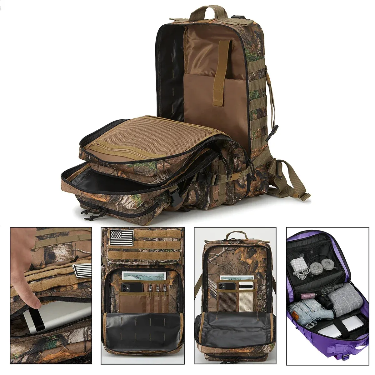 QT&QY Tactical Backpacks Outdoor 45L Large Capacity Man 3 Days Molle Hking Bags For Outdoor