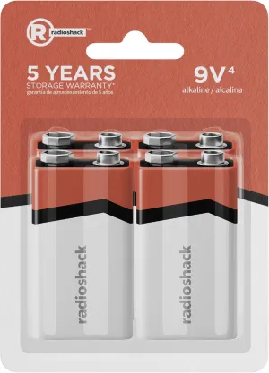 RadioShack 9V Alkaline Battery (4Pack)